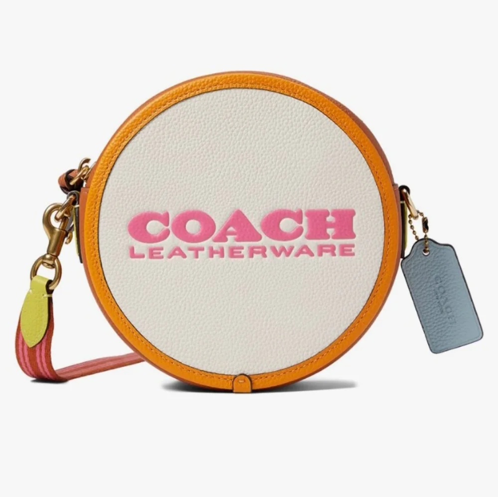 COACH Color-Block Leather Kia Circle Bag, Chalk/Multi